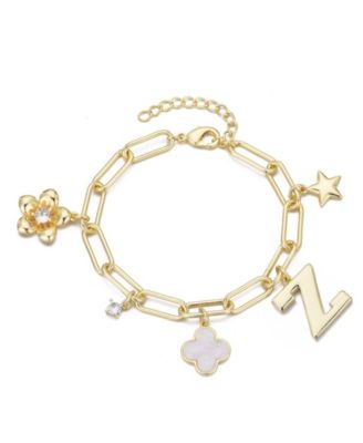 Gold Initial Chunky Charm Bracelet