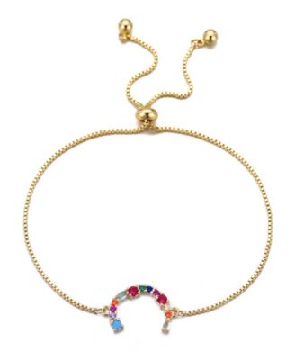 Gold Stone Multi Color Initial Bolo Bracelet