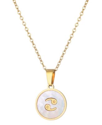Tarnish Resistant Gold Mother of Pearl Zodiac Necklace