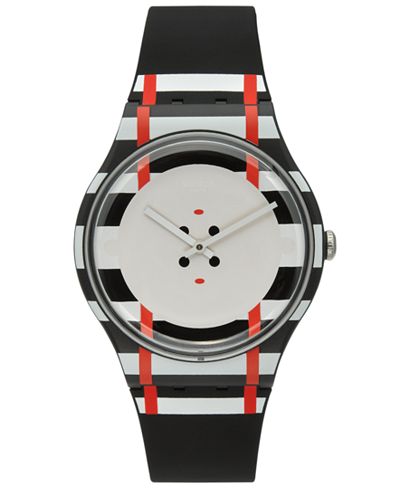 Swatch Unisex Swiss Es War Einmal Black Silicone Strap Watch 41mm SUOB129