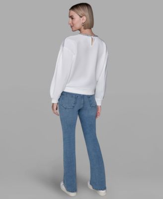 Women's Crewneck Crystal Neck Top