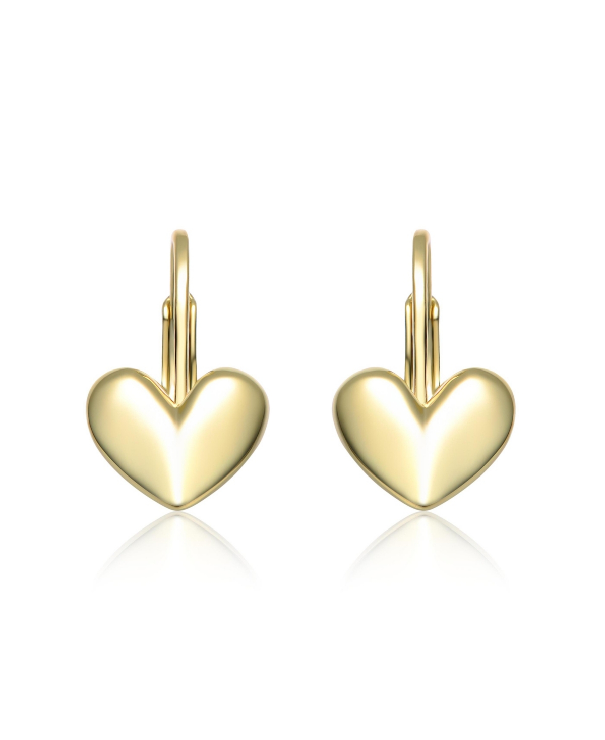 Rachel Glauber 14K Gold Plated Heart Drop Leverback Earrings