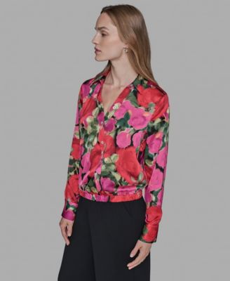Women's V-Neck Floral Print Top