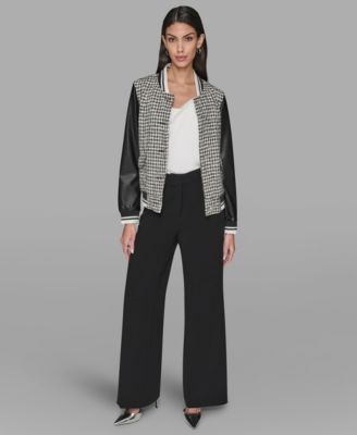 Women's Collar Neck Mixed Media Jacket