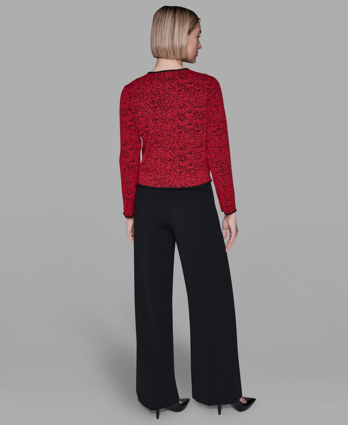 Karl Lagerfeld Paris Women's Crewneck Pocket Detail Cardigan