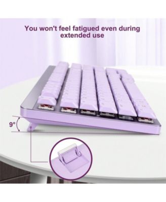 Wireless Mechanical Keyboard and Mouse - 2.4Ghz Cordless, Low-Profile Red Switch,98-Key Compact Slim 96% Keyboard for Windows/MacOS PC Laptop,Lavender