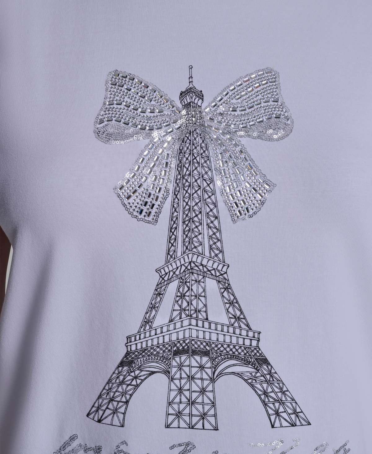Karl Lagerfeld Women's Eiffel Tower Bow T-shirt In White