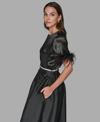 Women's Crewneck Feather Trim Top