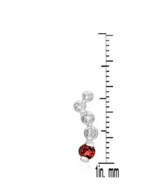 Sterling Silver White Gold Plated with Genuine Red Cubic Zirconia DNA Earrings