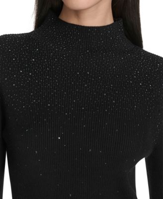 Women's Embellished Long Sleeve Turtle Neck Top