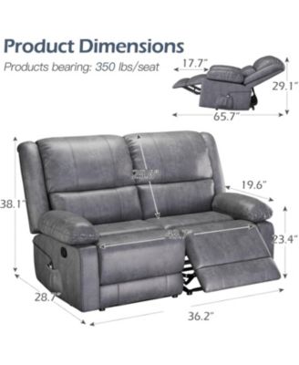 Loveseat Recliner with Heat&Massage Function, RV Couch Wall-Hugger Reclining Sofa