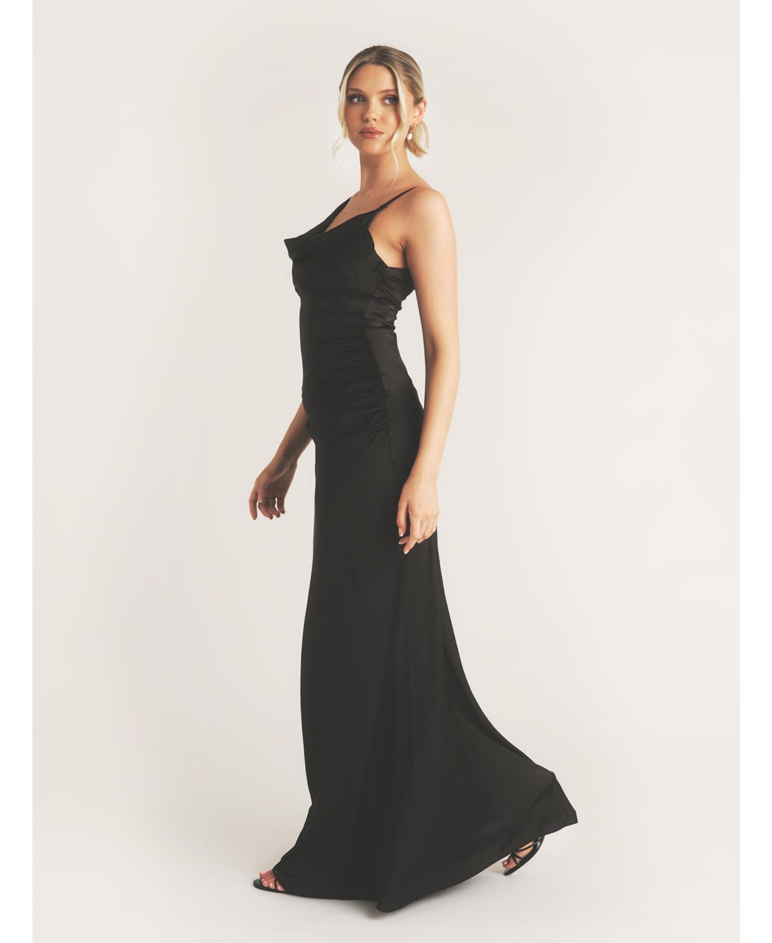 Cowl Front Asymmetric Bridesmaid Dress