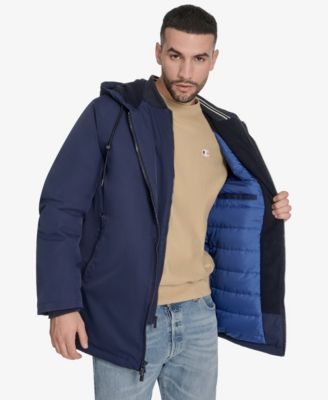 Men's 3/4 Length Hooded Jacket with Bib