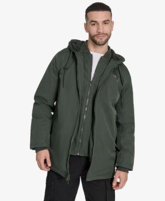 Men's 3/4 Lenth Hooded Jacket with Bib