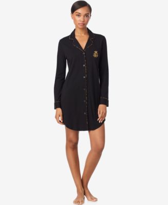 Lauren Ralph Lauren - Women's Long Sleeve Notch Collar Sleepshirt