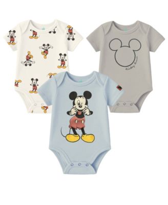 Disney - Baby Boys 3-Pack Mickey Mouse Short Sleeves Bodysuit Set