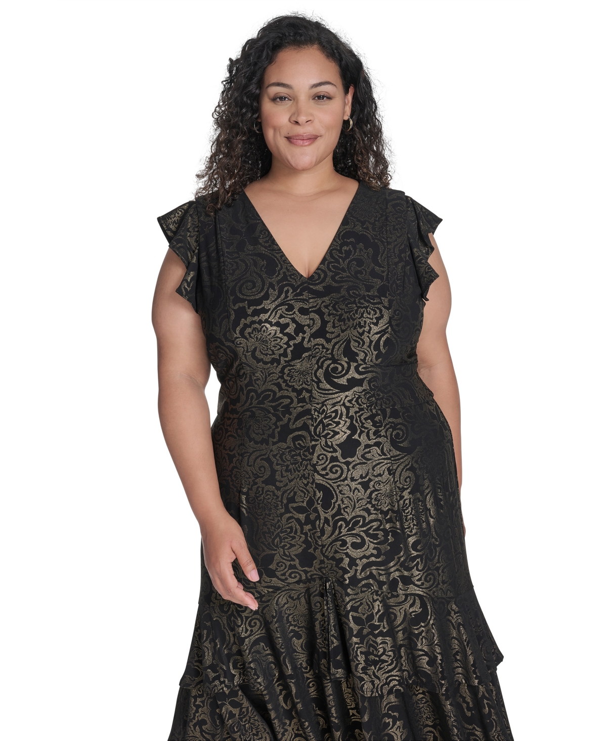 Tommy Hilfiger Plus Flutter Foil Midi Dress