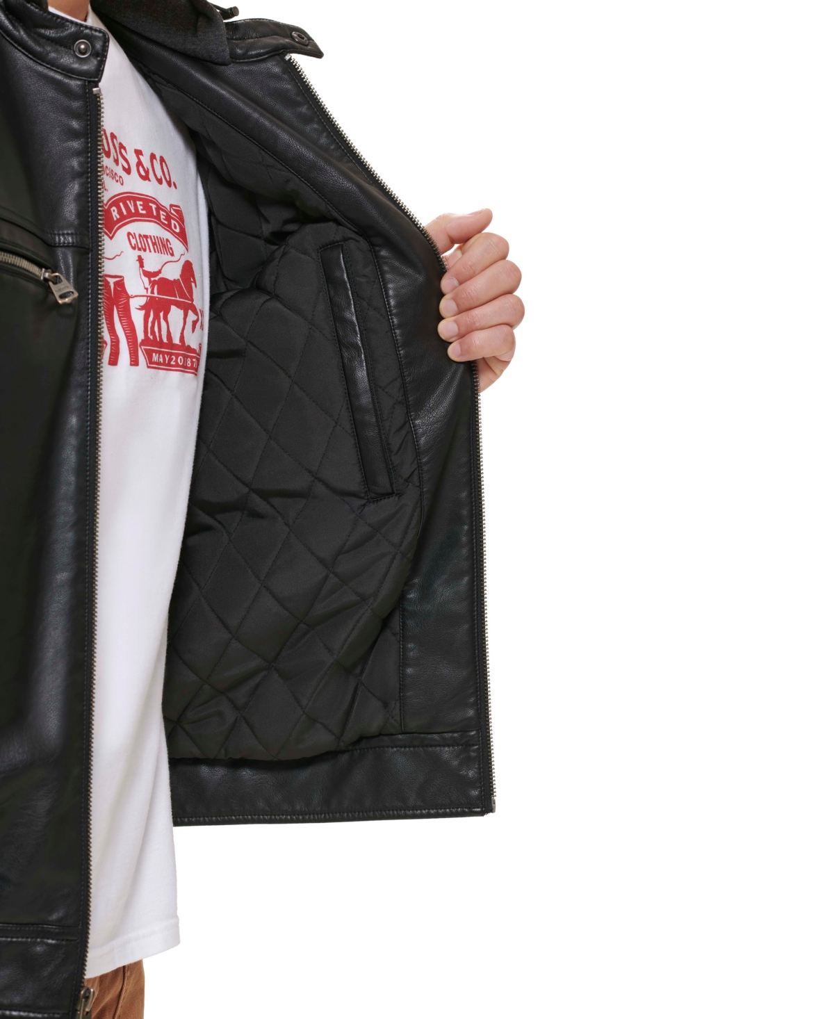 Levi's Men's Jersey Hood Racer Jacket In Black