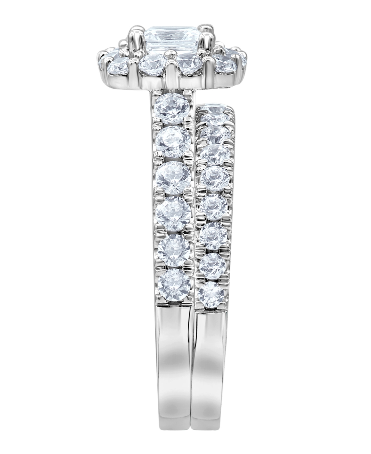 Macy's Certified Diamond Bridal Set Ring (2 Ct. T.w.) In 14k White Gold In Silver