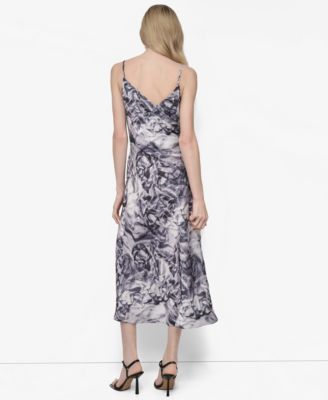 Women's Sleeveless Cowl Neck Midi Slip Dress