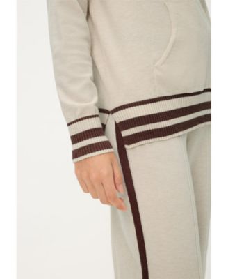 Women's Knit Hoodie Pullover with Stripes