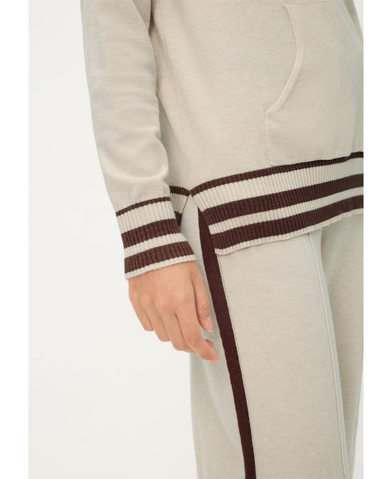 Women's Knit Hoodie Pullover with Stripes