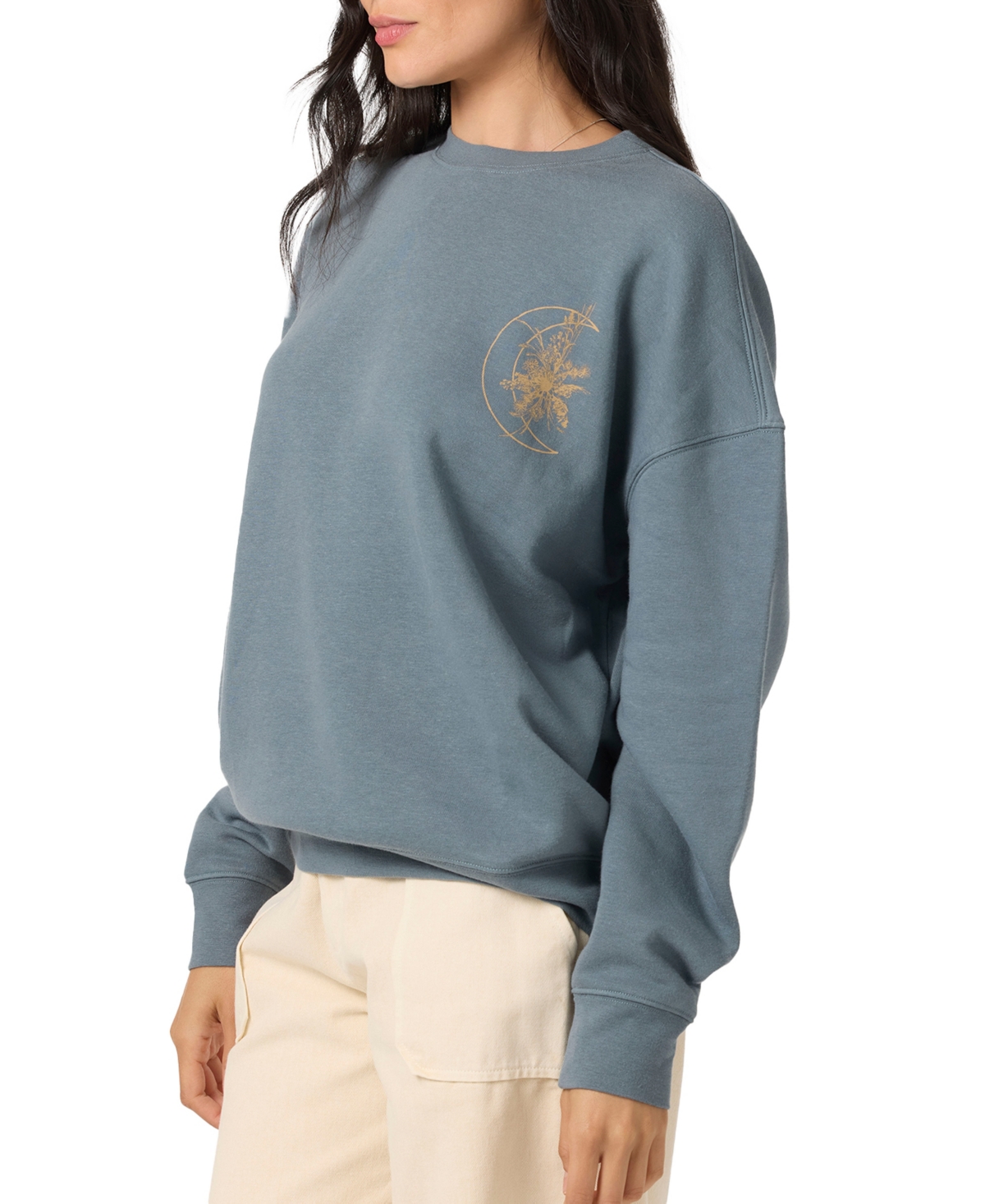 O'neill Juniors' Moon Flower Crewneck Sweashirt In Gray