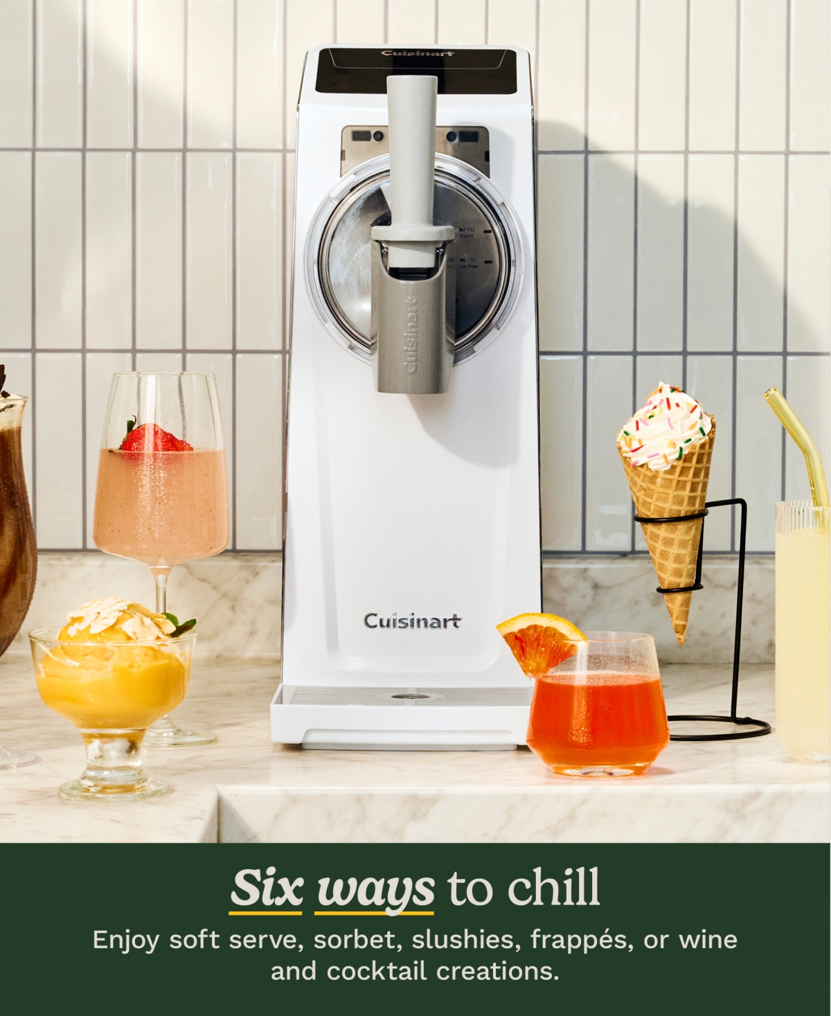 Cuisinart 6 In 1 Slushy And Soft Serve Maker In White