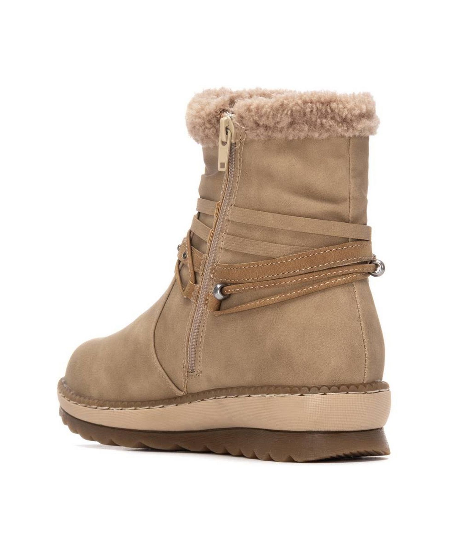 Женские ботинки XTI Faux Shearling Lined Ankle Booties Refresh Collection, цвет: Бежевый — фото 8