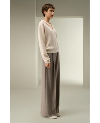 Women's Ribbed Cashmere Polo Sweater