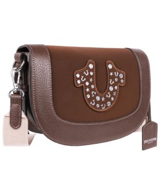 Studded Horseshoe Suede Flap Crossbody