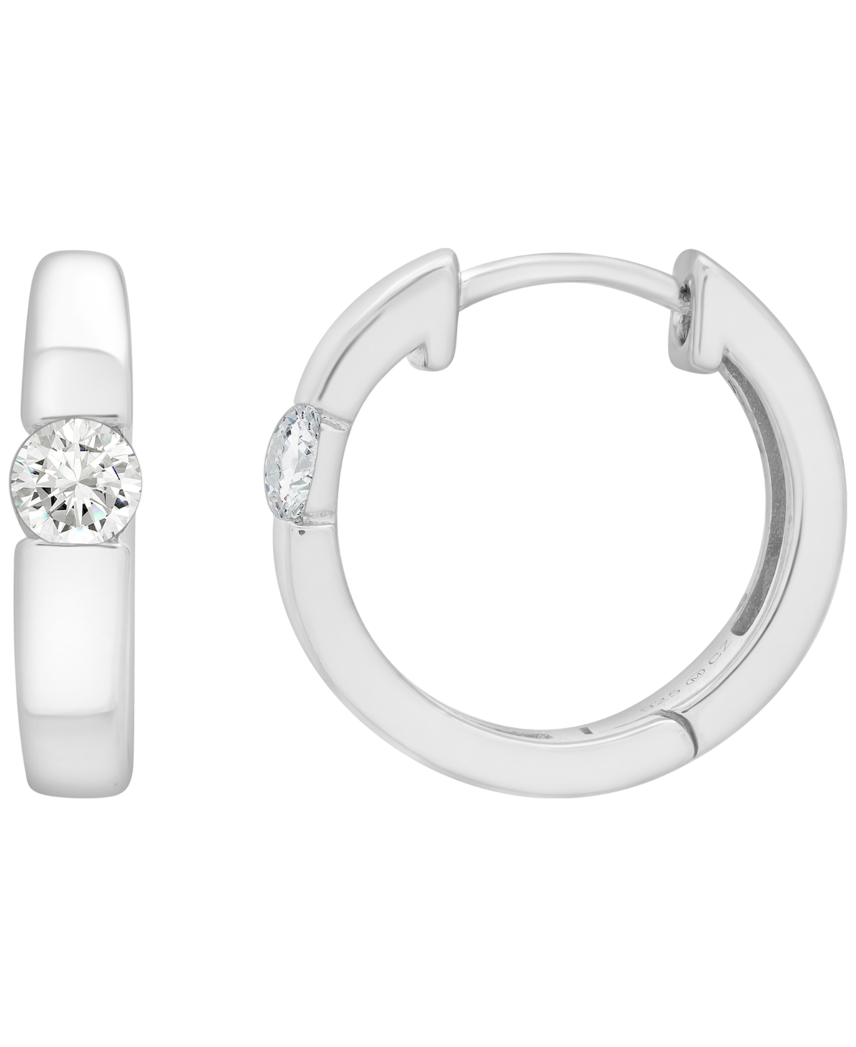 Macy's Diamond Hoop Earrings (1/4 Ct. T. W.) In Sterling Silver In Metallic