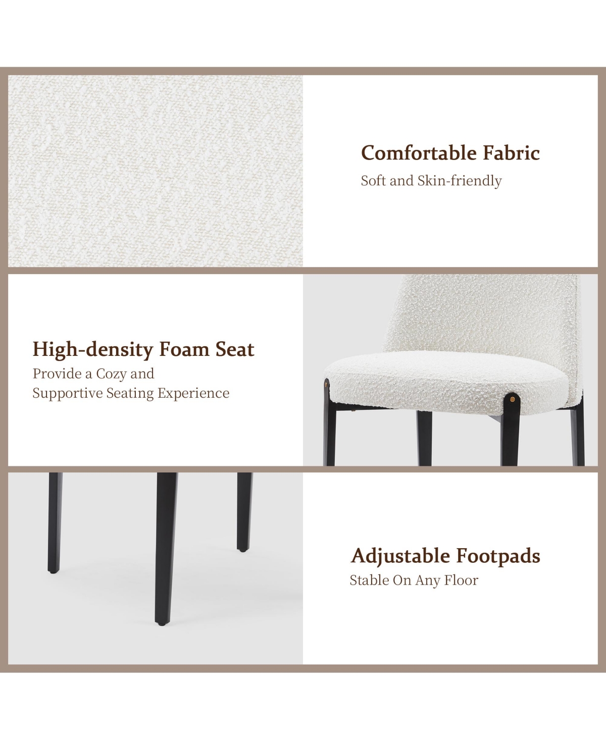 Morden Fort Luxury 5-Piece Faux Marble Round Dining Table with White Boucle Chairs Metal Legs Dining Room Set for Kitchen