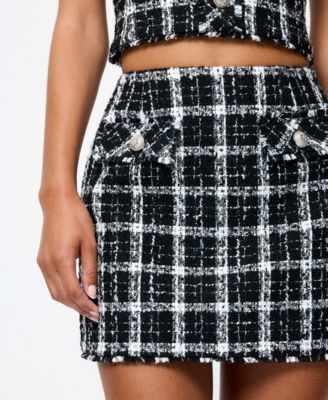 Women's Windowpane Tweed Mini Skirt