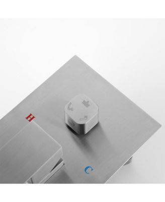 Shower system combo with hand shower, 16 inch shower head and tub spout, Brushed Nickel