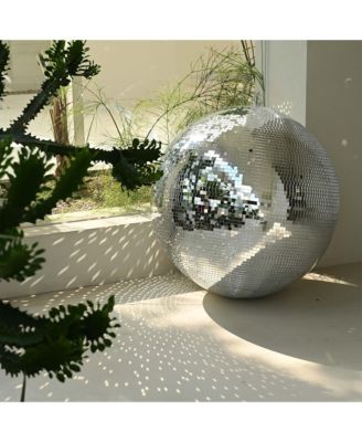 24" Large Disco Ball Mirror Big Hanging Glass Decor for 70s 80s Party Events Wedding DJ Dance Club Stage Lighting Silver