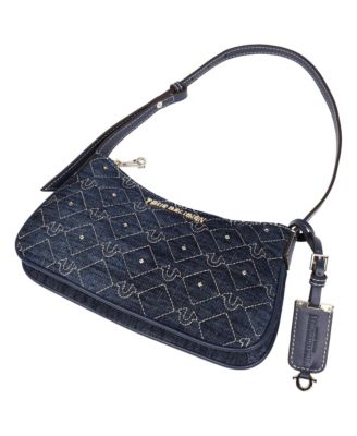Studded Denim Shoulder Bag