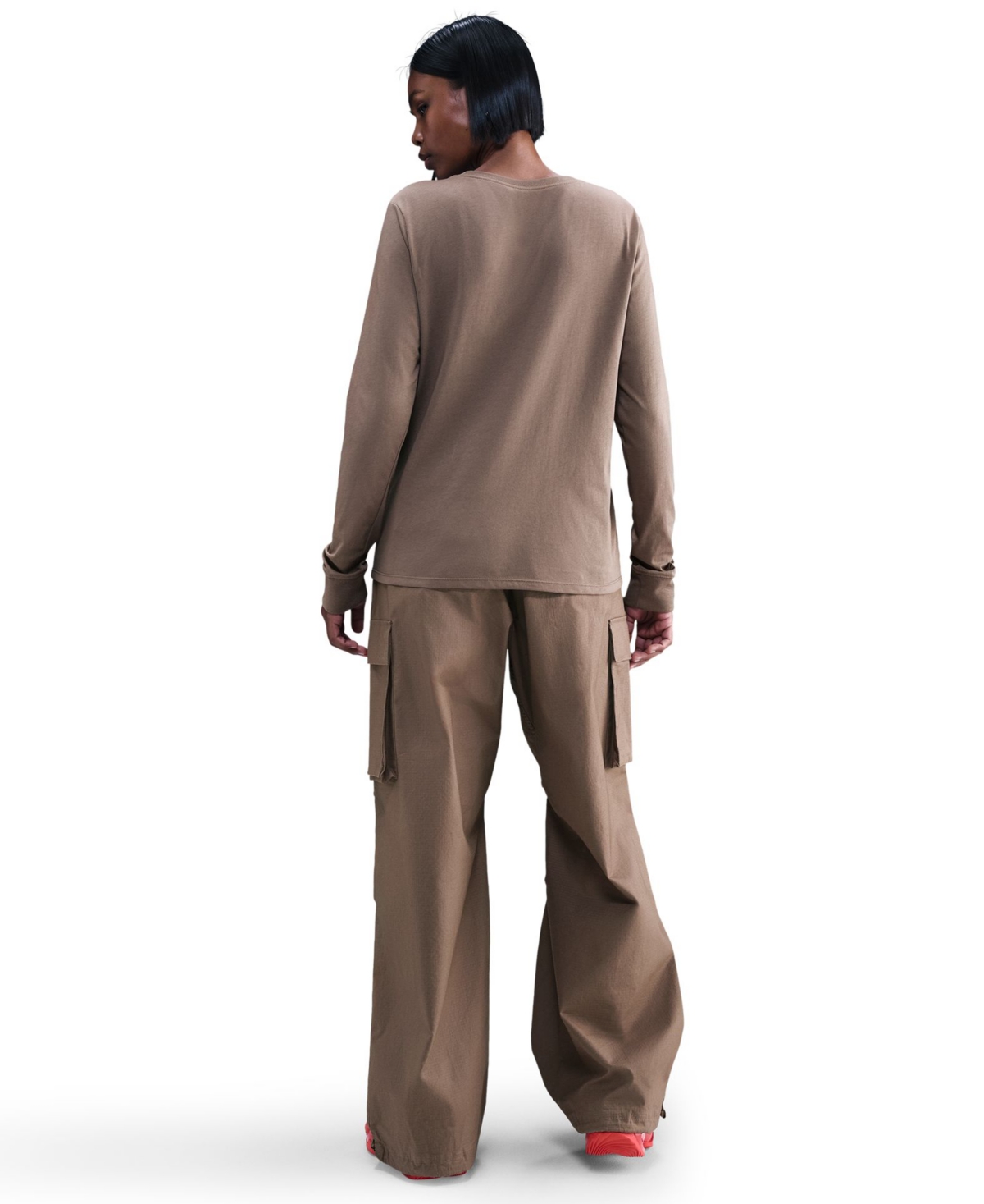 Nike Sportswear Club Women's Cotton Long-sleeve T-shirt In Brown