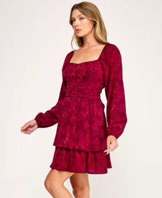 Juniors' Long Sleeve Tiered Dress