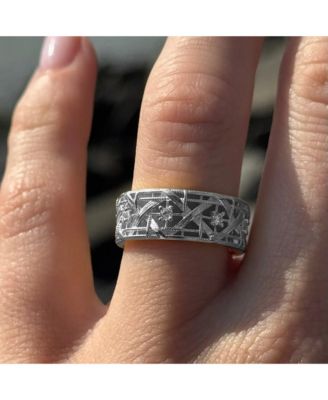 Suzy Levian Sterling Silver Cubic Zirconia Cutout Eternity Band Ring