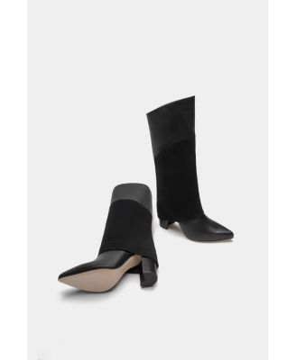 Leather Tall Overlay Boots Vanilla By Dante