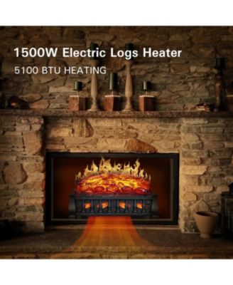 20" Freestanding Electric Fireplace Insert Log Set,Fireplace Insert Heater with 5 Flame Speeds and Brightness,Overheat Protection,750W/1500W