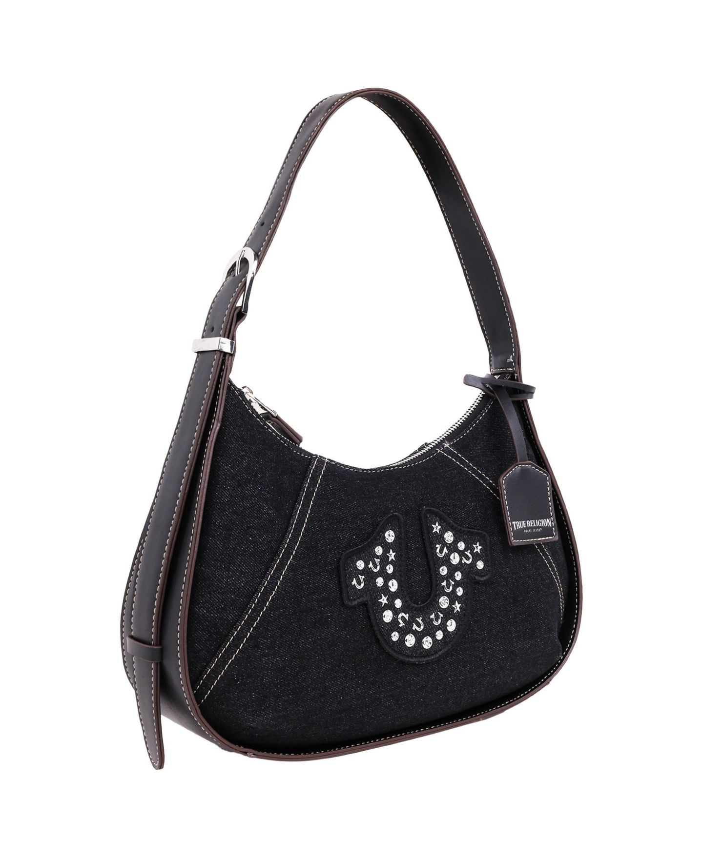 Женская сумка True Religion True Religon Strudded logo Denim Hobo, цвет: Чёрный — фото 2