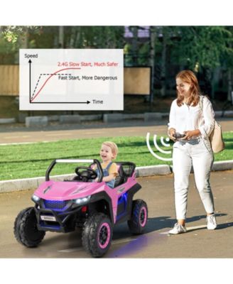 12V Two-Seater Kids Ride On UTV with Slow Start Function and Music, Pink