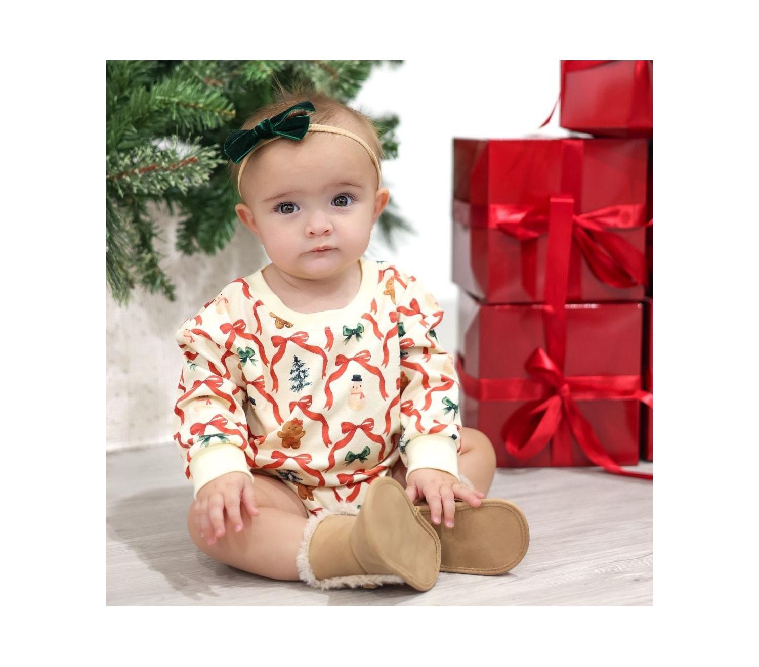 Baby Girls Christmas Cutie Long Sleeve Romper