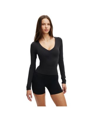 Women's Active Ultra Soft Plunge Front Long Sleeve