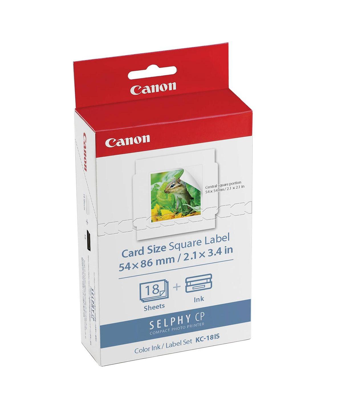 Canon Kc-18IS Card Size Square Label Ink and Paper Set for Selphy CP900/CP910 Photo Printer, 18 Sheets, 2-Pack