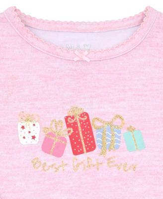 Girls 12M-5T 3-Piece Snug Fit Holiday Pajama and Sock Set