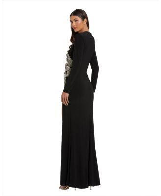 Women's Jersey Gown With Embellished Flower