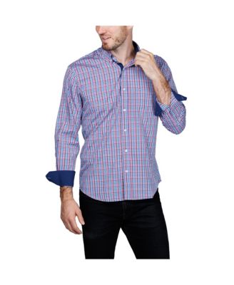 Men's Multi Check Printed Performance Long Sleeve Shirt